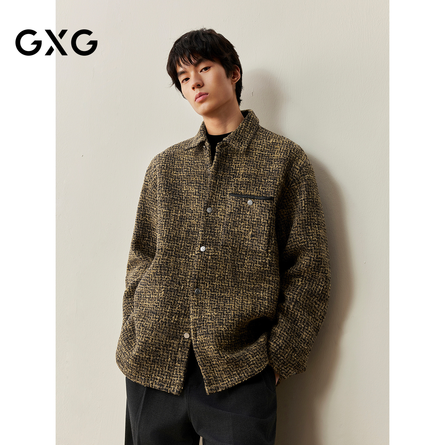 GXG男装 商场同款衬衫式翻领夹克 2025年冬季新品G25X214100
