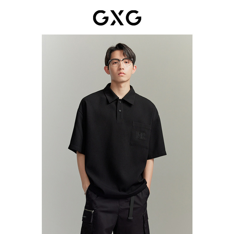 GXG男装华夫格肌理短袖polo衫