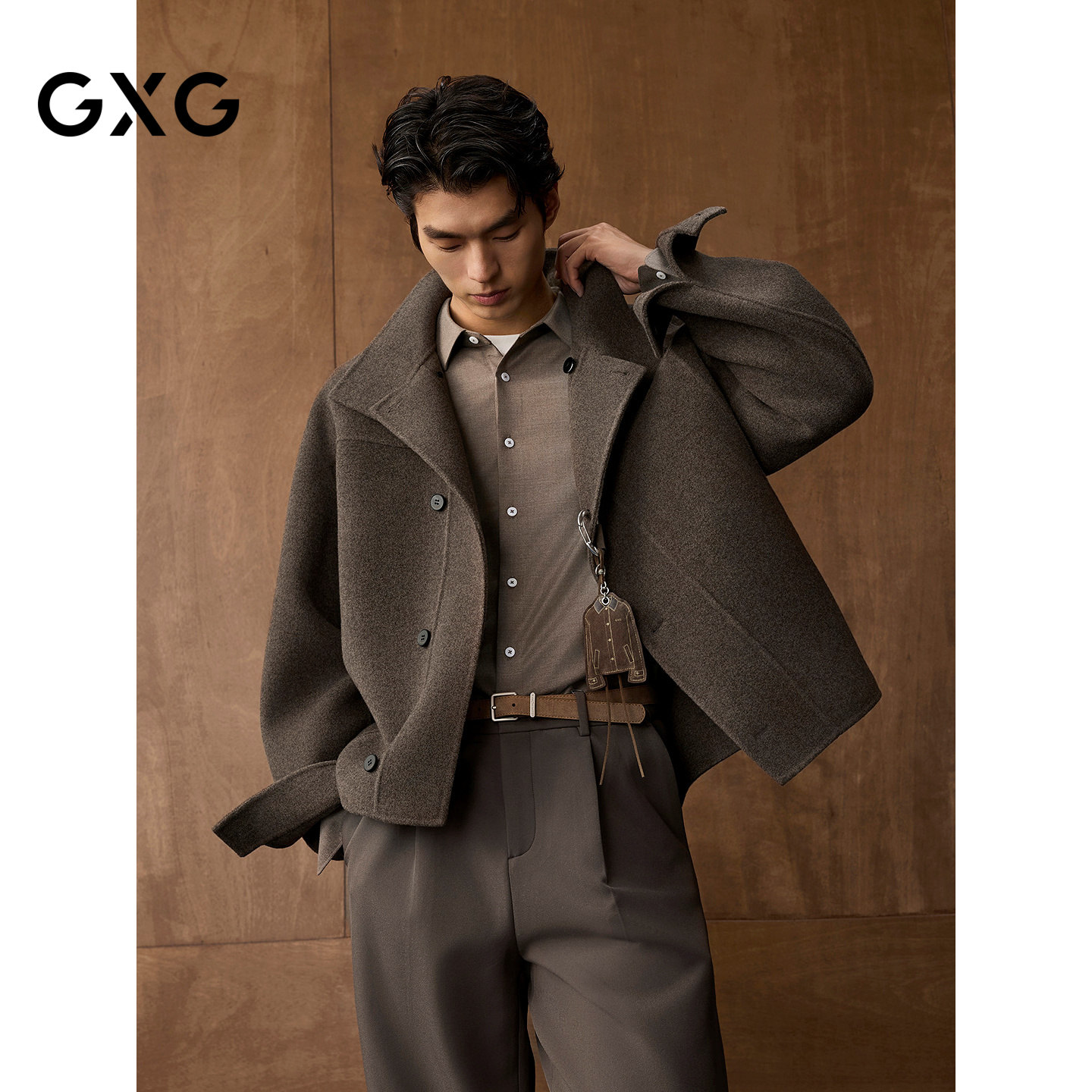 GXG男装 商场同款质感短款大衣 2025年冬季新品G25X064017