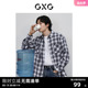 新品 GXG男装 24春季 格纹胸前口袋设计简约商务通勤宽松长袖 衬衫