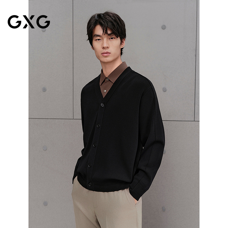GXG男装 商场同款V领宽松轻薄外套男开衫 25年秋季新品G25X303015