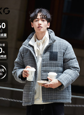 【含羊毛】GXG男装 毛呢小香风羽绒服男通勤面包服外套 24冬新品