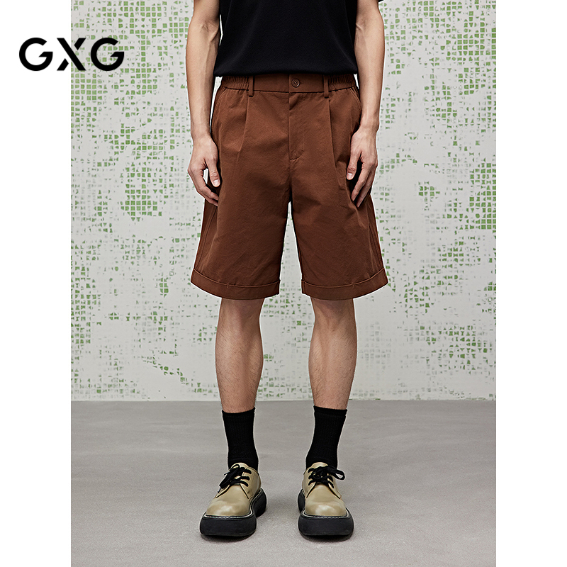 [商场同款]GXG男装 休闲短裤简约通勤五分裤25夏新品G25X222031