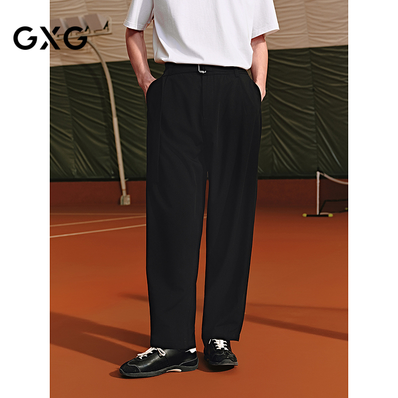 GXG男装 商场同款含羊毛阔腿西裤休闲长裤25年夏季新品G25X022074