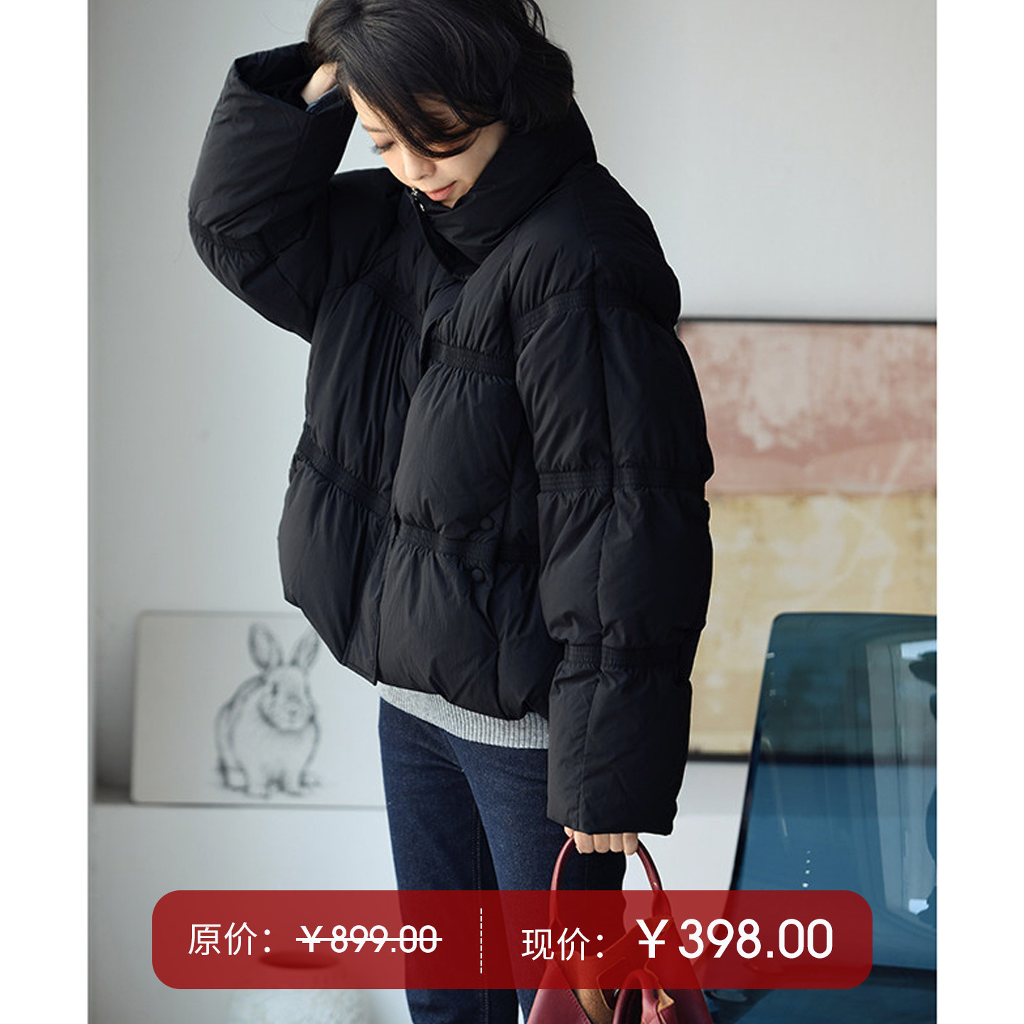 Y9523C韩版休闲简约抽皱加厚白鸭绒宽松百搭立领羽绒服女米兰宣言,女装/女士精品,羽绒服,淘宝优惠券,粉丝福利购,淘宝优惠卷