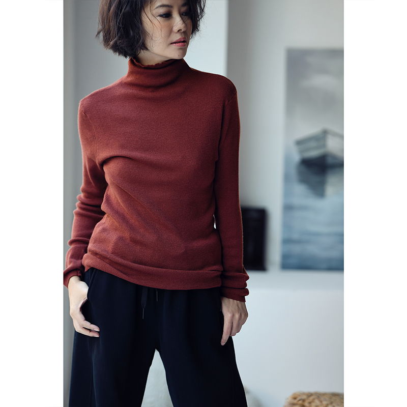 多色修身显瘦打底高领针织衫