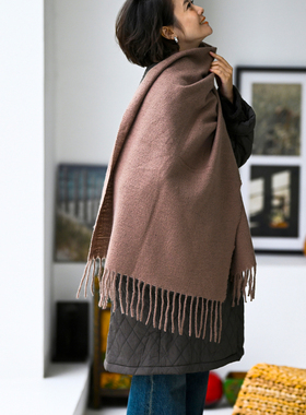 包邮J36698 文艺休闲百搭加厚肌理感柔软保暖秋冬季纯色大围巾女
