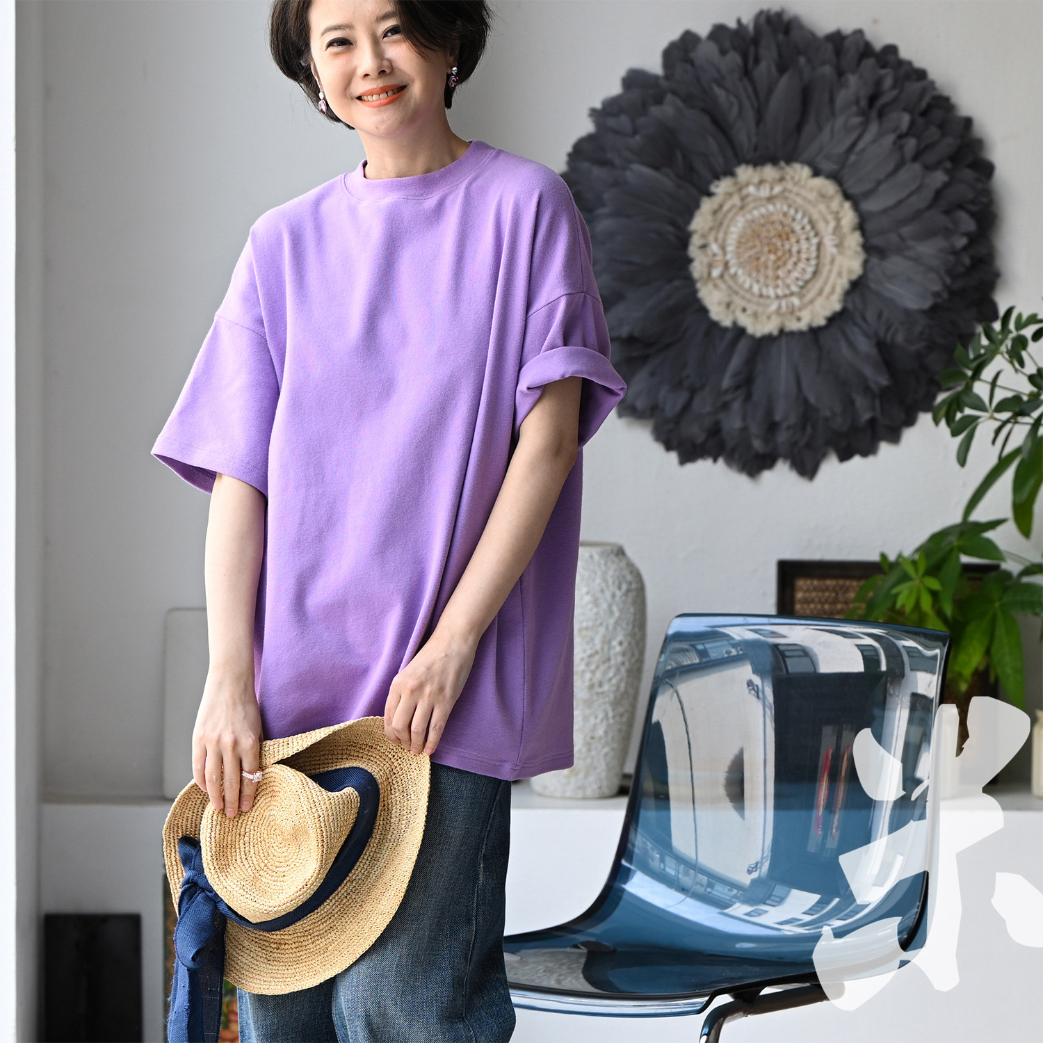 包邮T05320 文艺百搭宽松亮丽小圆领加厚磨毛短袖T恤女2026春