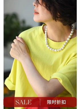 文艺精致百搭异型贝珠项链女