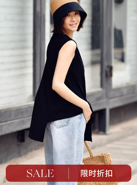 B1610A 文艺简约不规则设计舒适薄款纯棉圆领打底背心女 米兰宣言