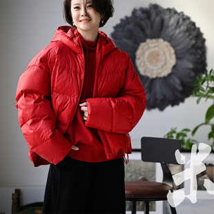 包邮特●Y39550 休闲休闲纯色减龄前短后长轻型连帽羽绒服女25冬