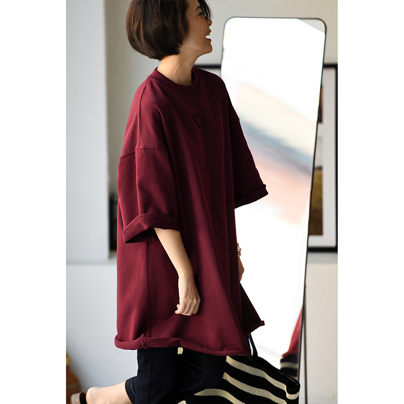 宽松短袖中长款可当裙加厚大T恤