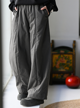 K80320 文艺休闲松紧腰捏褶保暖宽松阔腿气球棉裤女25冬 米兰宣言