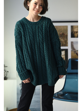 M33630 文艺松弛感羊毛混纺保暖圆领套头麻花毛衣女冬季米兰宣言