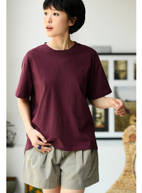 包邮T7070C 文艺宽松简约合身纯棉前短后长精致百搭小T恤女夏