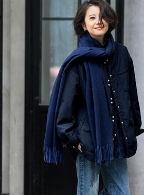 F88090 休闲百搭宽松单排扣翻领夹棉薄款衬衫式棉服女秋 米兰宣言