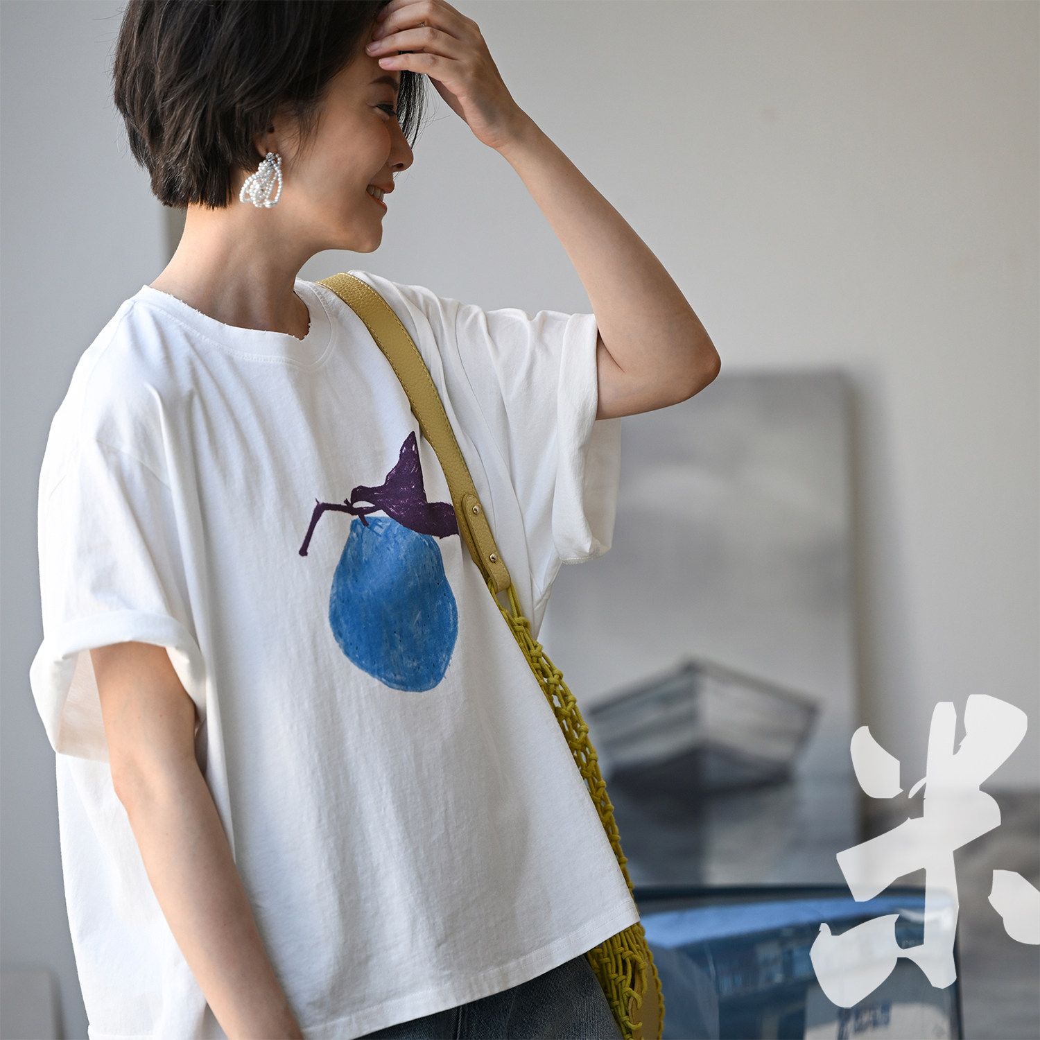 包邮T33230 文艺休闲纯棉宽松印花圆领套头短袖T恤女夏 米兰宣言