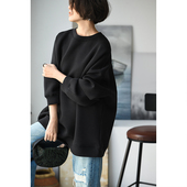 包邮 R02870 韩版 休闲简约圆领大廓形oversize蝙蝠袖 男朋友卫衣冬