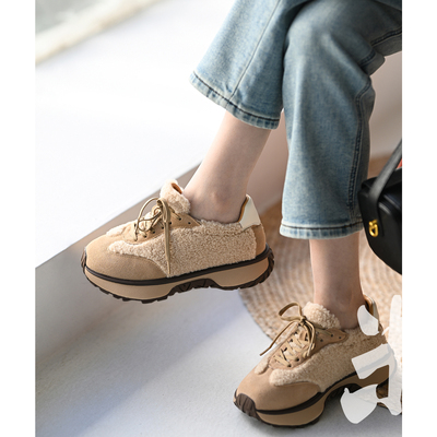 拼色舒适轻便内增高平底休闲女鞋
