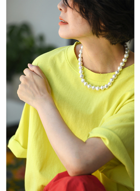 文艺精致百搭异型贝珠项链女