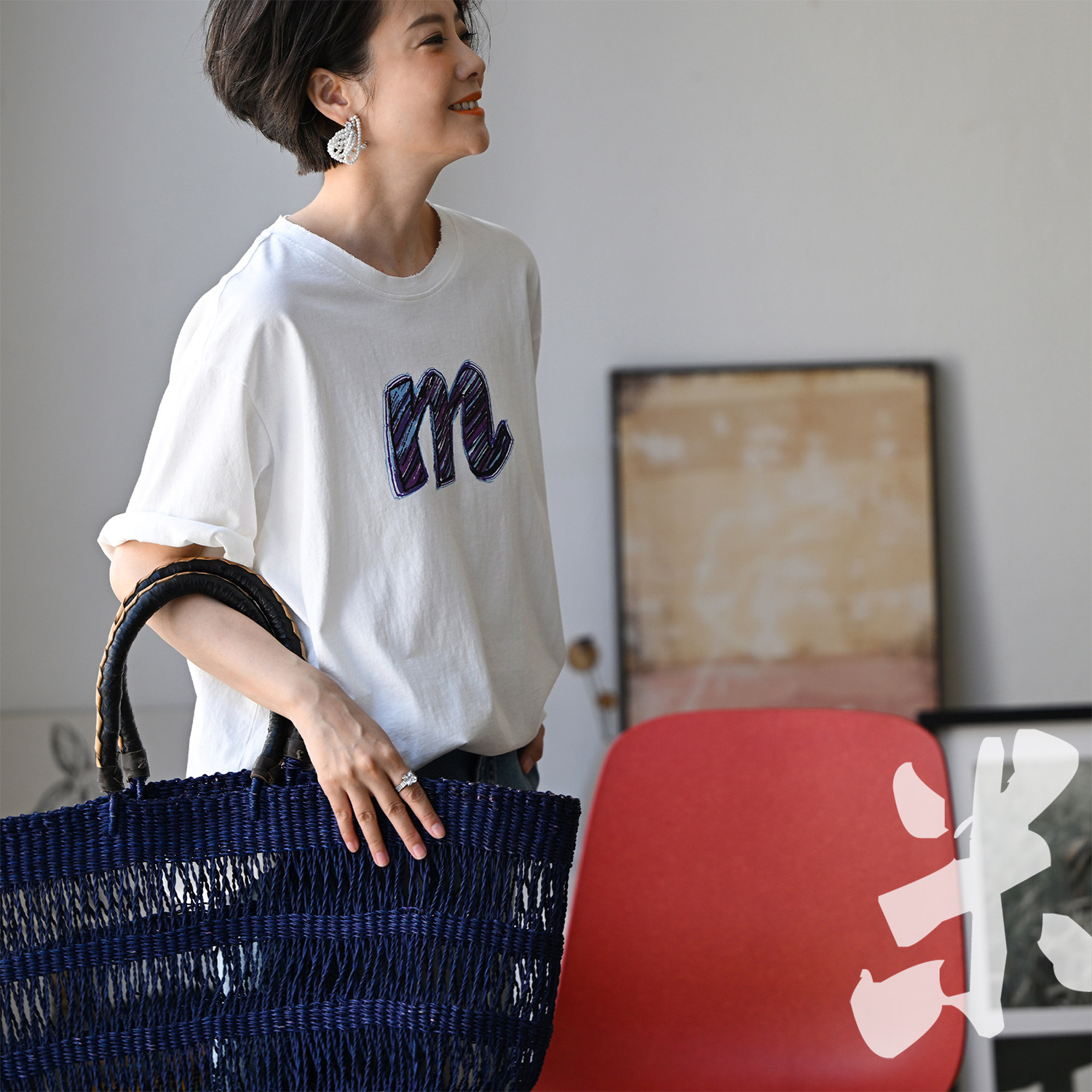 包邮T33252 文艺休闲印花宽松圆领短袖纯棉大T恤女26夏 米兰宣言