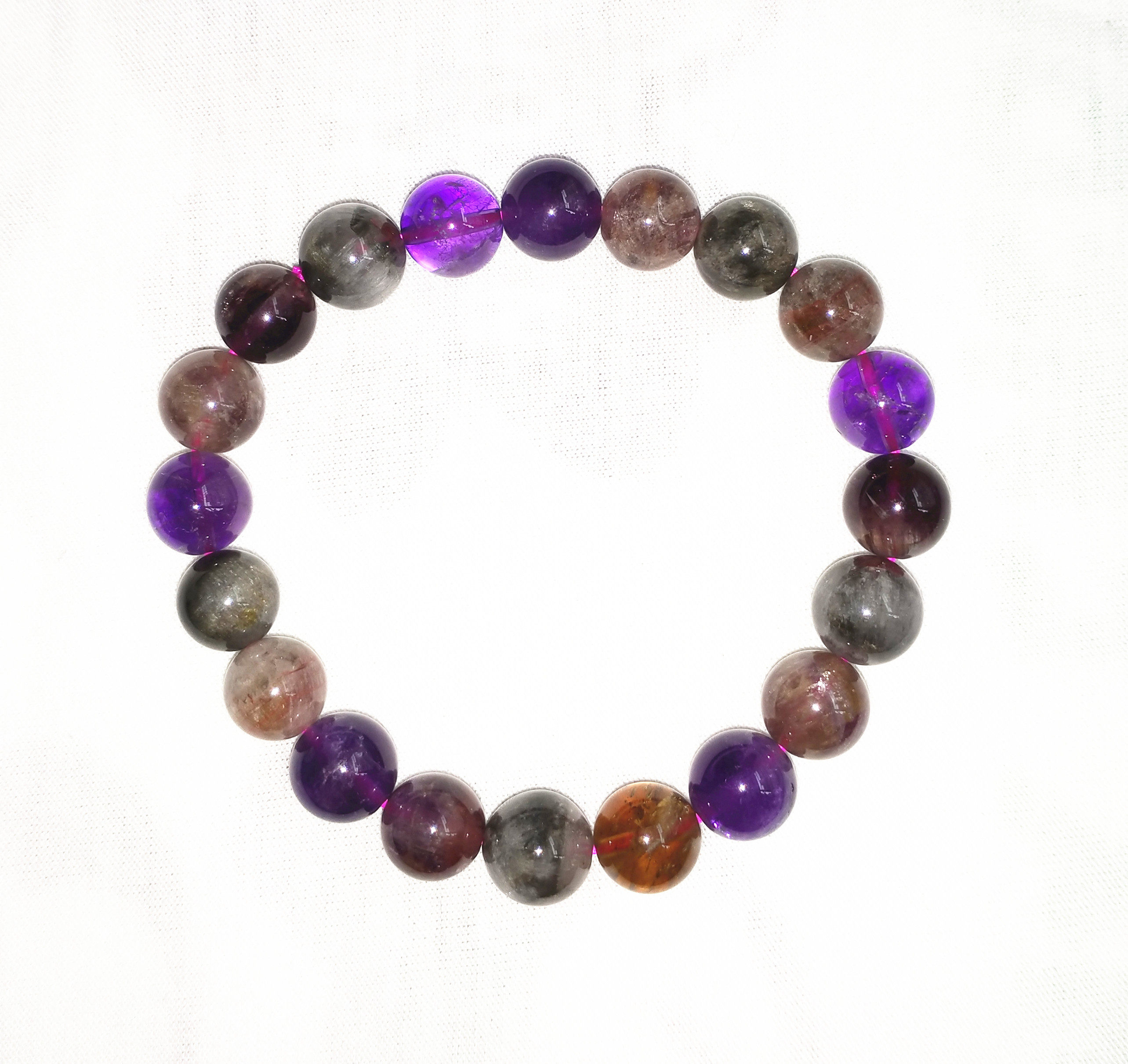 天然极光23手链多宝auralite23紫幽灵碧玺单串手串能量紫钛水晶