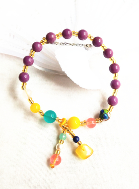 景泰蓝蜜蜡香芋紫色单圈水晶手串