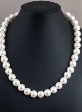 白色珍珠项链婚礼贝珠送妈妈婆婆仿真贝珠母贝项链高端礼物饰品