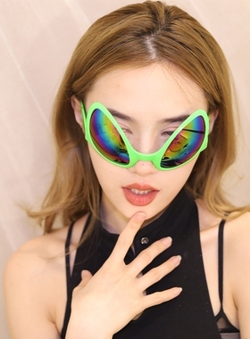 绿色搞怪沙雕外星人眼镜土酷少女蹦迪凹造型墨镜ins网红同款