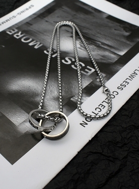 双环项链男女新款潮牌时尚百搭高级感小众设计吊坠百搭