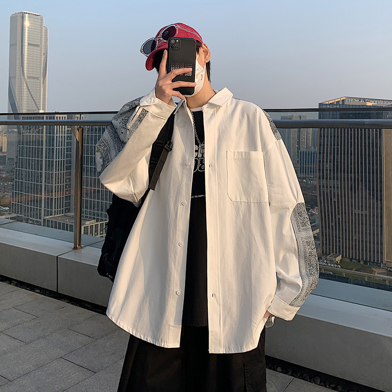 @港风2022腰果花拼接长袖衬衫男春秋潮流上衣CS106-P35,男装衬衫,星座223（原229-2）
