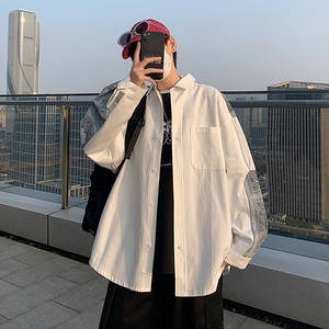 @港风 2022腰果花拼接长袖衬衫男春秋潮流上衣CS106-P35图片