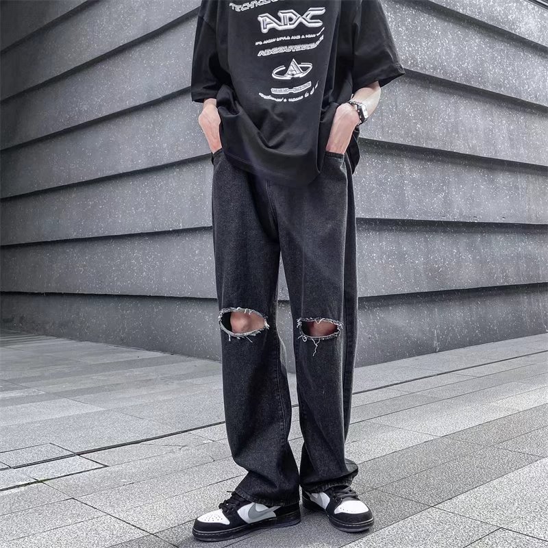 @港风M-5XL原宿潮流文艺中腰牛仔裤破洞大码长裤NZ242-P45,男装牛仔裤,星座223（原229-2）