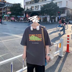 @港风 卡通印印短袖T恤男潮流纯棉打底半袖DT18-P25图片