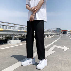 @港风 夏季百搭休闲西裤男坠感宽松松紧腰直筒裤子XK2108-P35图片