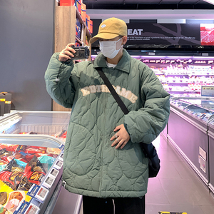 港风 菱形冬季棉衣男字母印花保暖棉服ins潮流 MY8000-P85图片