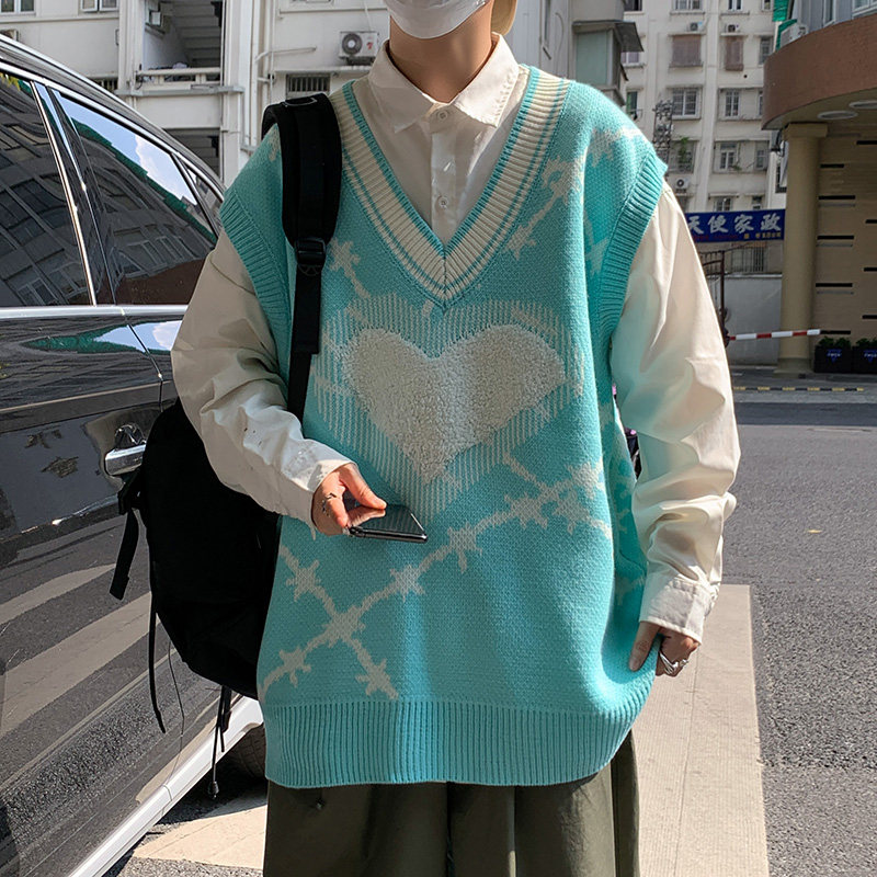 @港风 男针织背心马甲情侣无休坎肩外套 21M84-P38图片