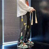 @喷墨涂鸦个性直筒裤牛仔裤韩版潮流宽松拖地裤NZ235-P48，男装牛仔裤，星座223（原229-2）