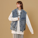 @中性风机能牛仔马甲男女2025春季新款潮坎肩背心MJ01-P50，男装背心/马甲，星座223（原229-2）