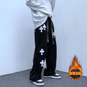 @港风 加绒加厚运动裤男潮牌阔腿裤NZ205-加绒P40常规P35,女装休闲裤,星座223（原229-2）