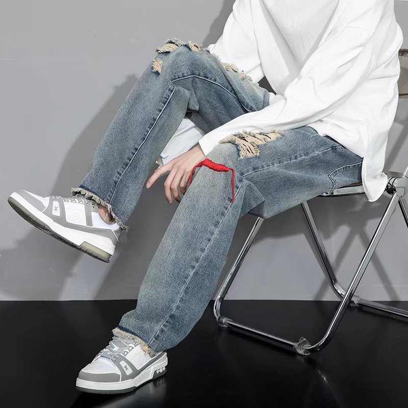 @日系男潮流破洞水洗做旧复古磨破束脚裤夏季工装NZ255-P50,男装工装外套,星座223（原229-2）