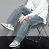 @日系男潮流破洞水洗做旧复古磨破束脚裤夏季工装NZ255-P50，男装工装外套，星座223（原229-2）