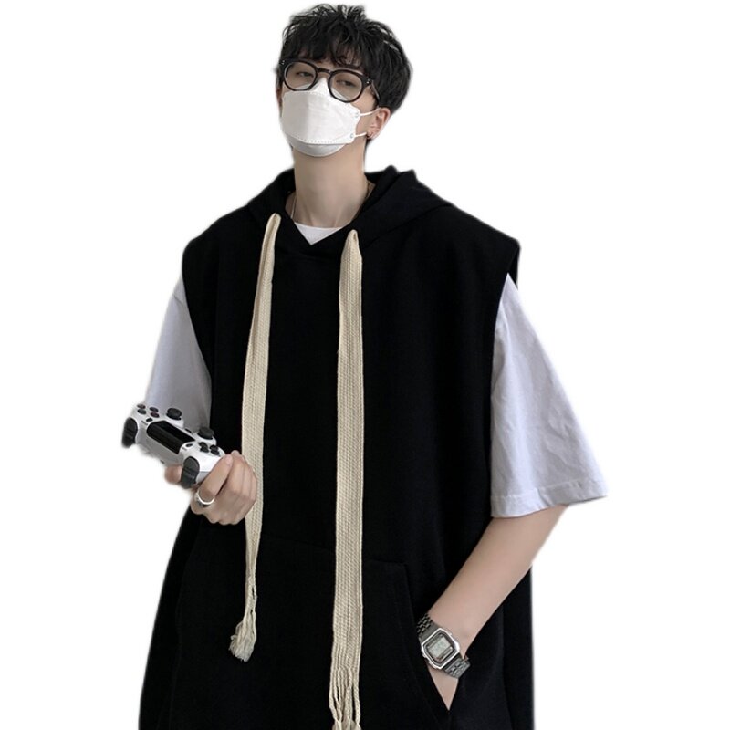 @港风连帽无袖男潮牌背心T恤夏季新款DT22-P30,男装背心/马甲,星座223（原229-2）