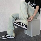 @港风2025新款黄泥色垂感拖地裤夏季薄款牛仔裤NZ249-P55，男装牛仔裤，星座223（原229-2）