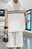 @港风无袖连帽短袖卫衣套装男夏季一套衣服TZ02-P45，男装T恤，星座223（原229-2）