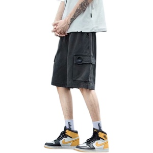 @日系大码 M-5XL大口袋工装牛仔裤男大码直筒五分短裤DK038-P40图片