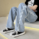 @港风2025年春秋新款M-5XL大码格子牛仔裤男长裤NZ210-P45，男装牛仔裤，星座223（原229-2）