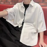 @港风韩版五分袖外套条纹短袖衬衫男港风CS113-P35，男装T恤，星座223（原229-2）