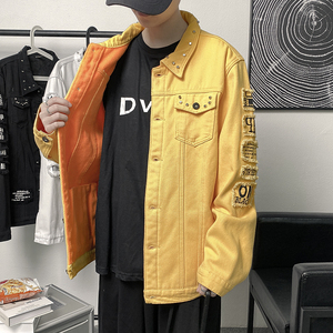 @港风 加绒加厚重工工装牛仔夹克男秋冬外套JK308-P80图片
