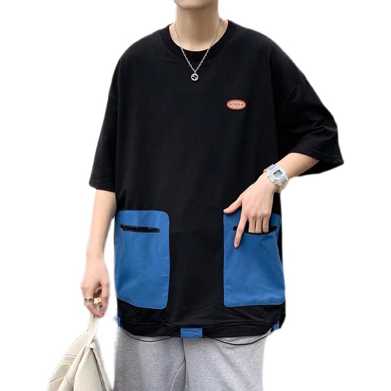 @港风嘻哈短袖T恤夏装酷酷上衣男女港味口袋半袖DT06-P35,男装T恤,星座223（原229-2）